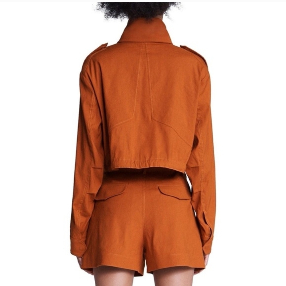 EUC Rag & Bone M65 Cropped Linen Blend Field Jacket in Rust Orange, Size Small - Picture 3 of 9